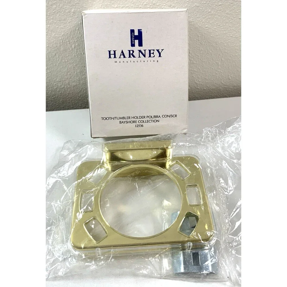 Harney Toothbrush Tumbler Holder Gold Color MCM Bathroom Retro New Boxed